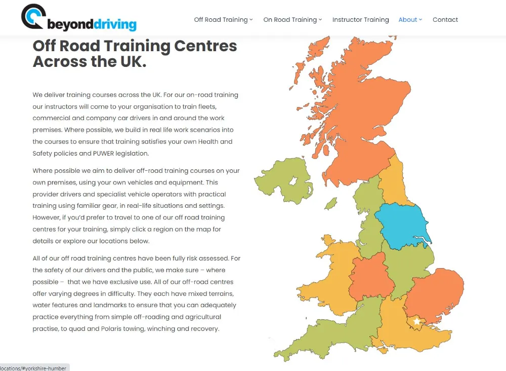 Interactive Map to show the location of the different training centres